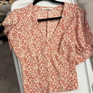Red Floral Blouse